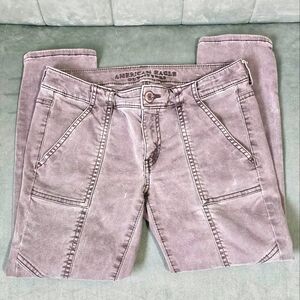 Vintage American Eagle Gray Biker Stitch Super Stretch Jegging Crop Jeans Size 2